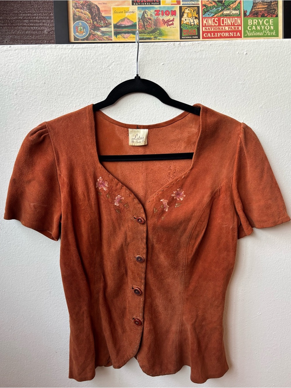 1970s lotus MT Shasta co Swede Rust-Orange Short Sleeve.